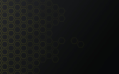 abstract black background with yellow hexagons