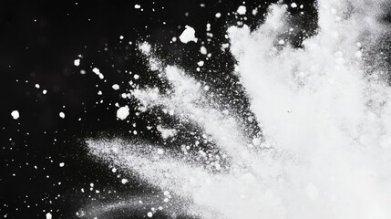 Explosive white powder bursts against a dark background, creating a dramatic visual effect during a creative experiment