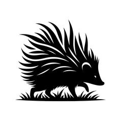 Obraz premium Vector illustration of a hedgehog silhouette