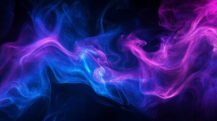 Electric blue and violet smoke swirling on a dark background generative ai