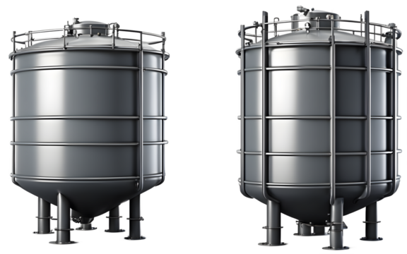 A large industrial vat used for liquid storage, isolated on a empty plain background