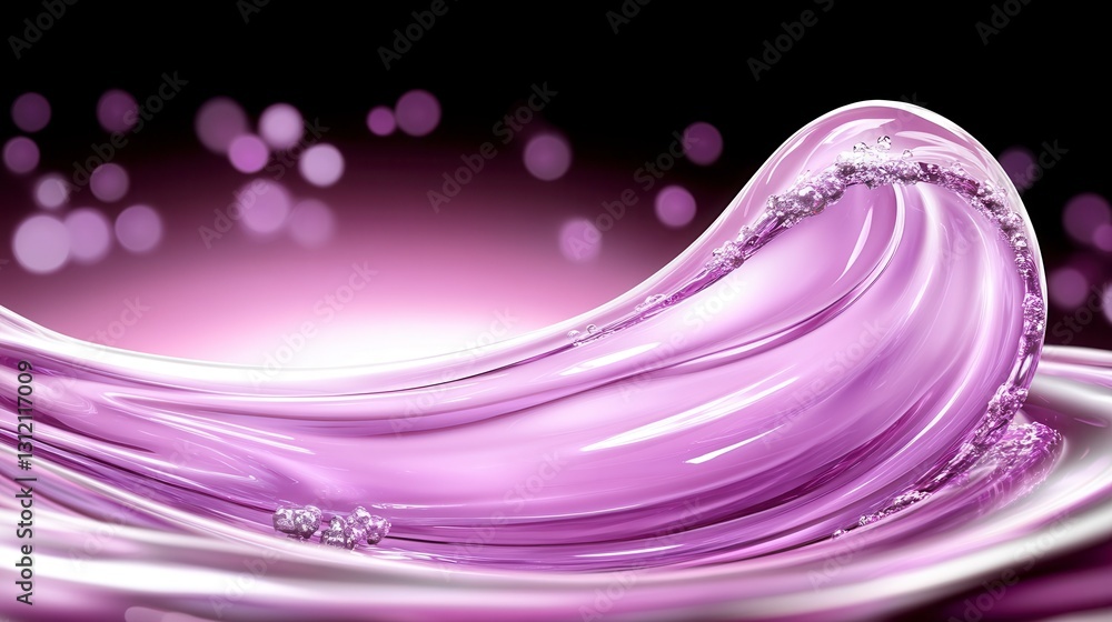 Poster abstract image of a swirling purple liquid with bokeh background. smooth, flowing lines and soft lig