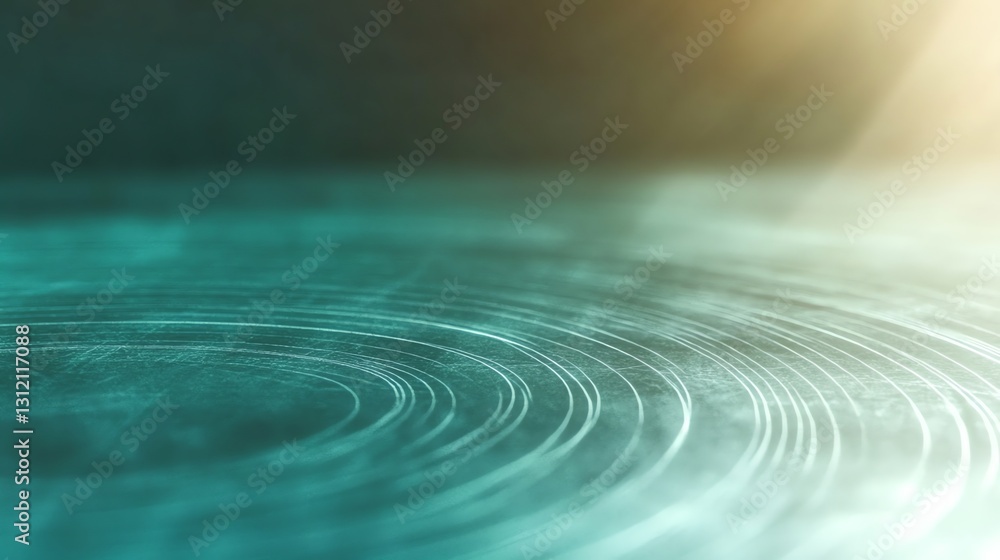 Poster abstract turquoise rings background with soft lighting and subtle texture
