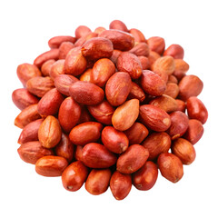 Obraz premium Pile of red peanuts roasted isolated on transparent background