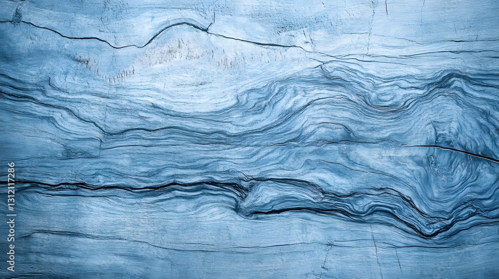 Poster blue wooden surface featuring intricate patterns and distinct age lines