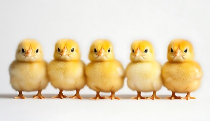 Five Fluffy Yellow Chicks in a Row