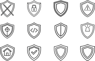 Security Shield Icons Protection, Privacy, Code, Home, Safety