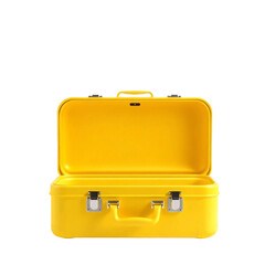 Yellow empty suitcase isolated on transparent background