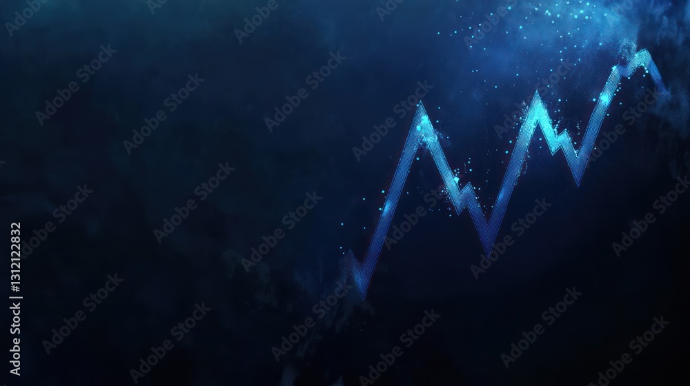 Aufkleber abstract graph rising through dark space. possible use stock photo for business, finance, technology