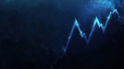 Abstract graph rising through dark space.  Possible use Stock photo for business, finance, technology, or data visualization