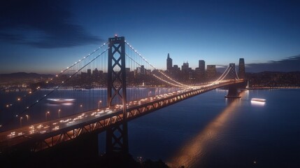 Fototapeta premium San Francisco Bay Bridge Twilight Skyline