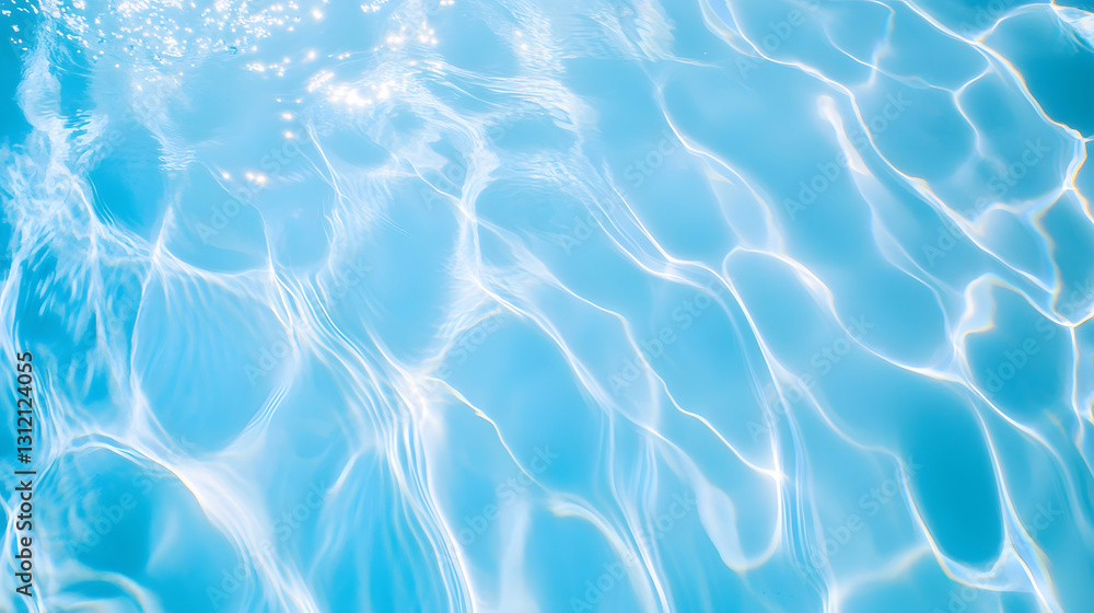 Poster Magnificent underwater scene showcasing the captivating patterns and swirling movements of crystal clear water with shimmering light reflections creating a serene and tranquil ambiance