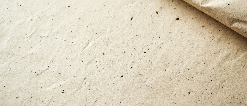 Beige textured paper background, speckled with dark flecks
