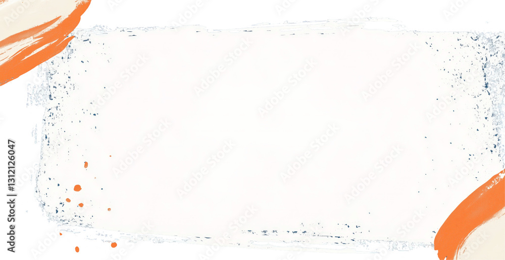 Poster abstract orange and white frame: a minimalist design featuring a rectangular frame outlined with sof