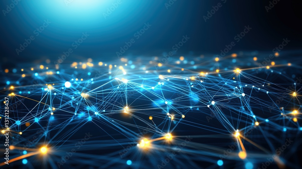 Poster intricate network of connected lines illustrating the concept of interconnectedness in a modern digi