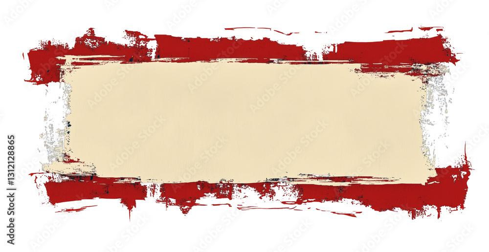 Poster abstract red brush stroke frame: a striking red brush stroke frame encompasses a blank space, creati