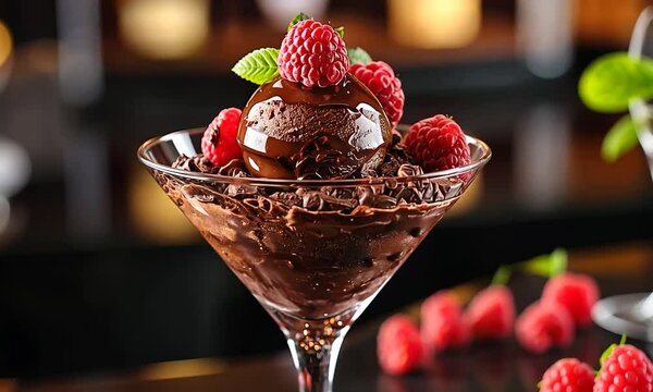 chocolate raspberry martini float with ice cream orbit left video