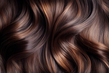 Fototapeta premium Luxurious brown hair texture with soft waves. AI generated