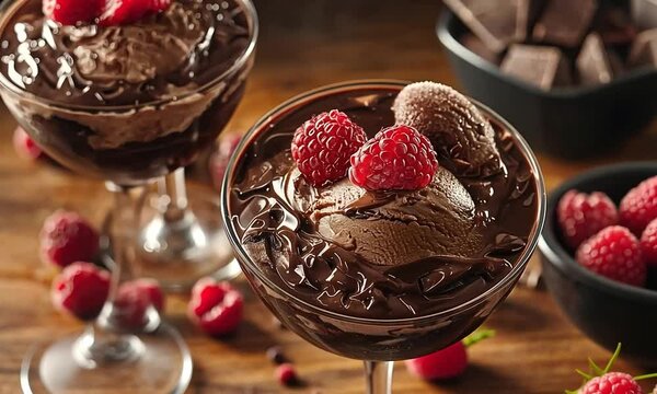 chocolate raspberry martini float with ice cream zoom in video