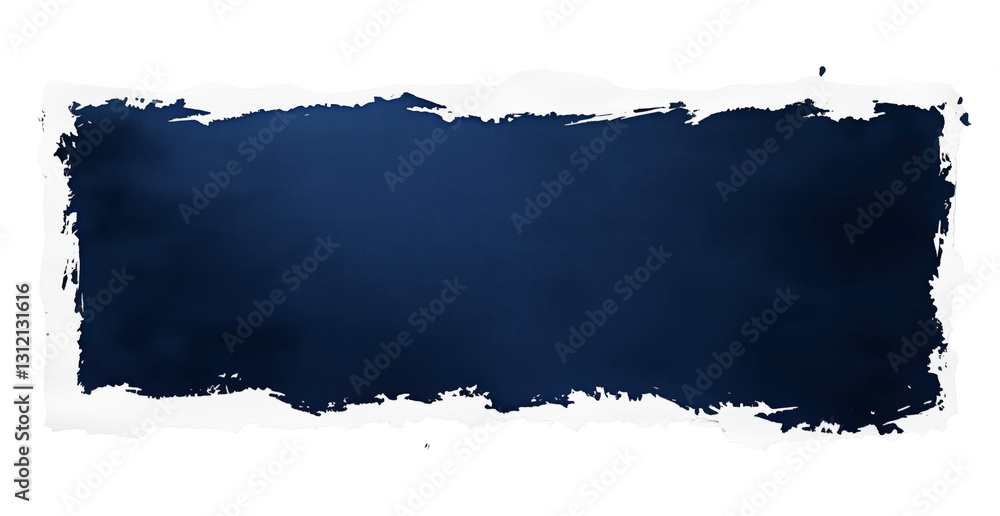 Poster abstract text frame: a textured dark blue rectangle is framed by a brush stroke-style border.