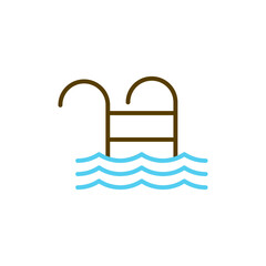 swimming pool, simple flat style, illustration, logo sign symbol pictogram template, for ui or ux isolated on white for mobile app, editable