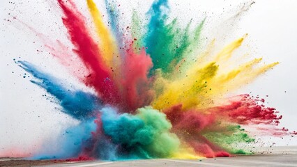 Fototapeta premium Explosion of color powder on white background