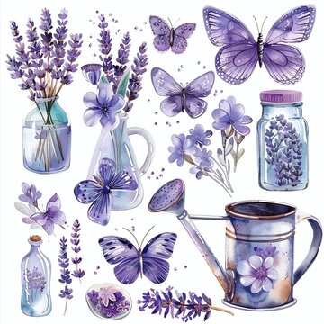 Watercolor cute set Magic trendy cartoon collection perfect for nursery print and poster design