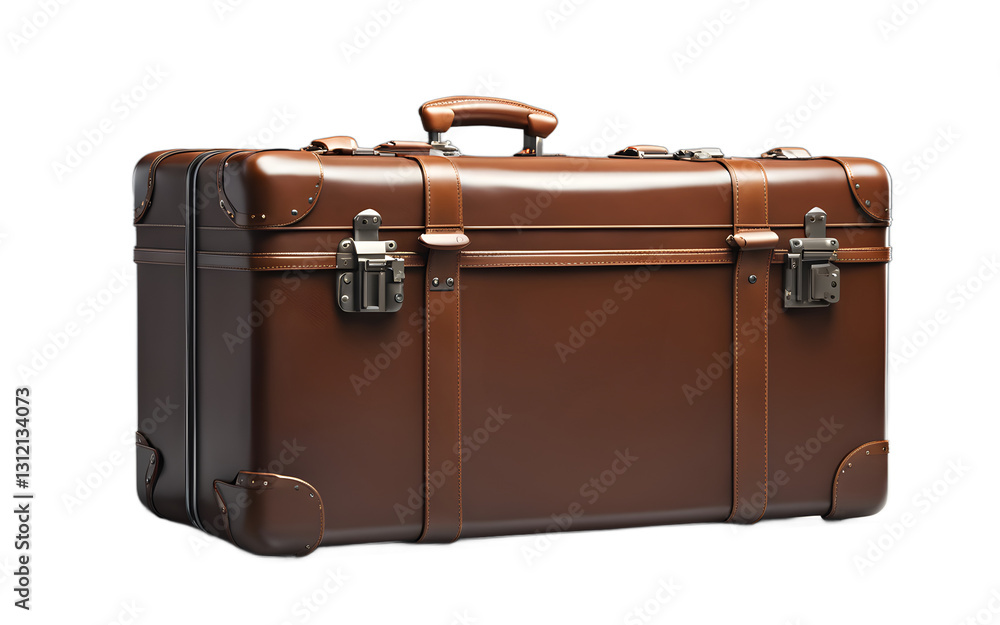 Poster a large suitcase for travel, isolated on a empty plain background