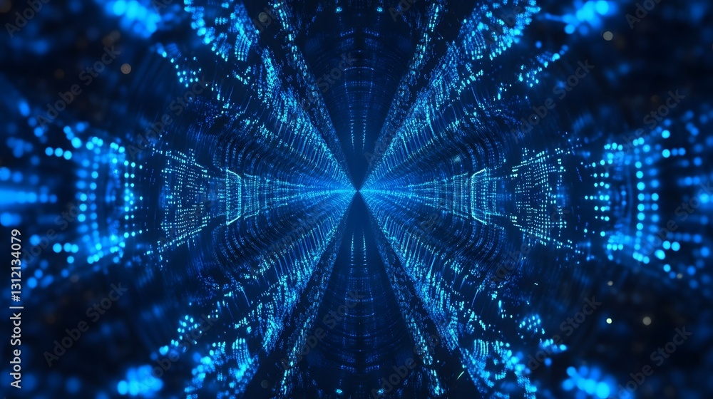 Aufkleber Mesmerizing Cosmic Tunnel of Swirling Neon Gradients and Geometric Patterns  This abstract and futuristic digital creates a hypnotic and captivating visual experience