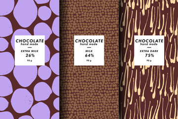 Vector set of templates contemporary abstract cover and patterns for chocolate and cocoa packaging . Minimal modern backgrounds