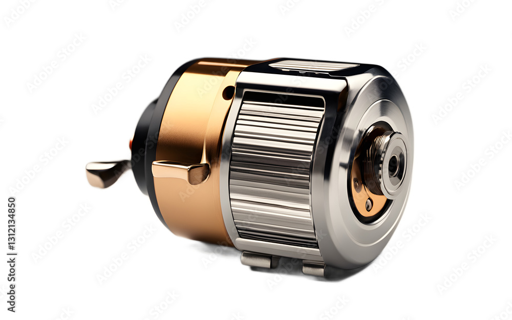 Aufkleber A manual pencil sharpener with a rotating handle, isolated on a empty plain background