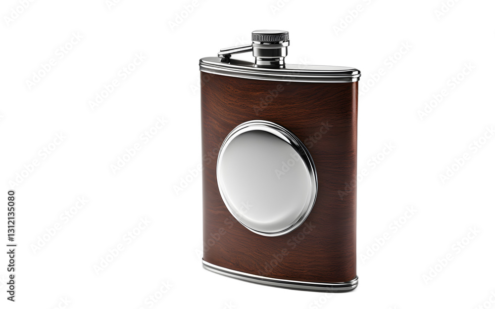 Poster a metal flask for carrying liquids, isolated on a empty plain background