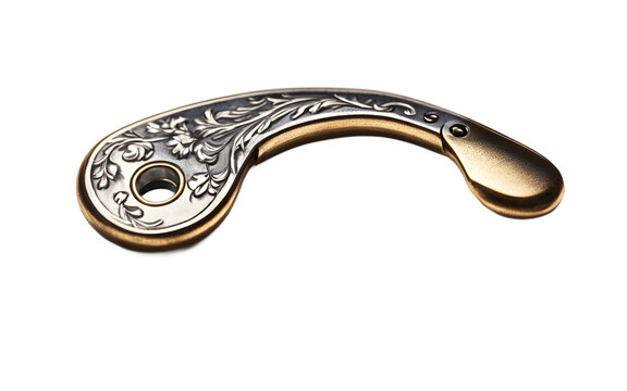 A metal buttonhook used for fastening buttons, isolated on a empty plain background