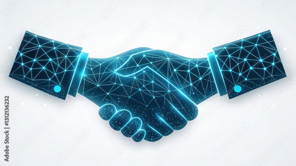 Aufkleber digital handshake representing collaborative business practices in a virtual environment
