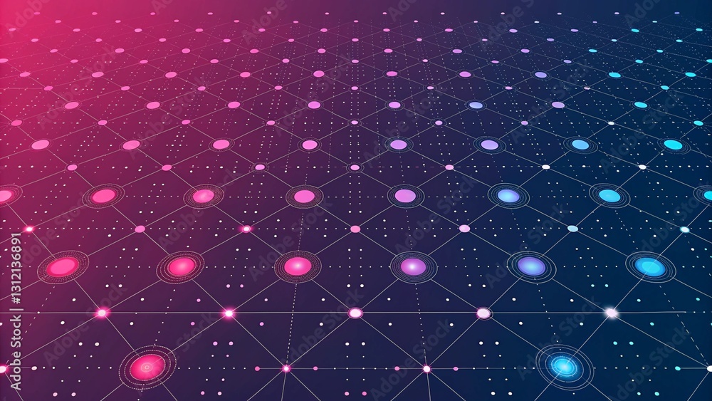 Poster Abstract particles background with light effect. Big data abstract background. Abstract digital background with glowing sparkling particles points and streaks. Technology background concept. 