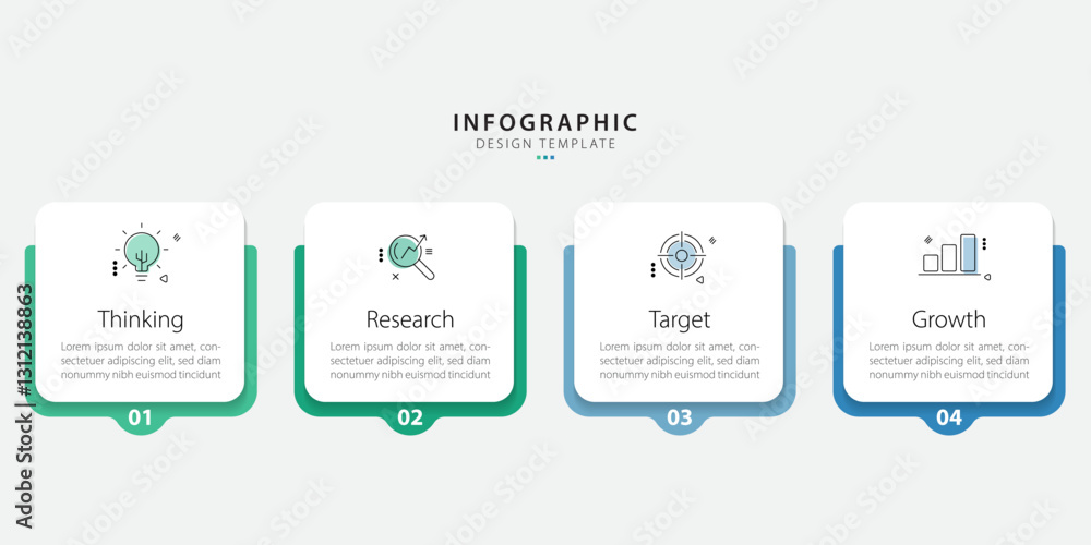 Poster timeline infographic template. 4 step timeline journey, calendar flat simple infographics design tem