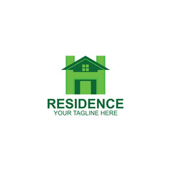 letter h logo design for residence with creative illustration