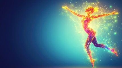 Naklejka premium Abstract woman dancing in vibrant colors