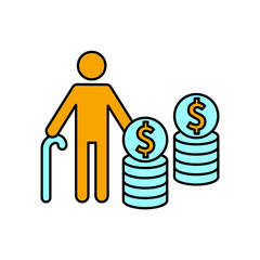 retirement icons  symbol vector elements for infographic web