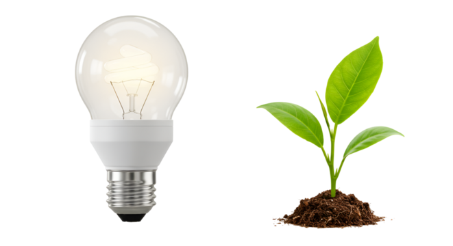 Energy Efficient Farming Light Bulb with Leaf Image Variant 3 - Powered by Adobe