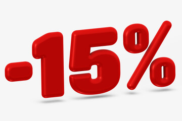 Eye-Catching three-dimensional 15 Percent Discount in Bright Red Color