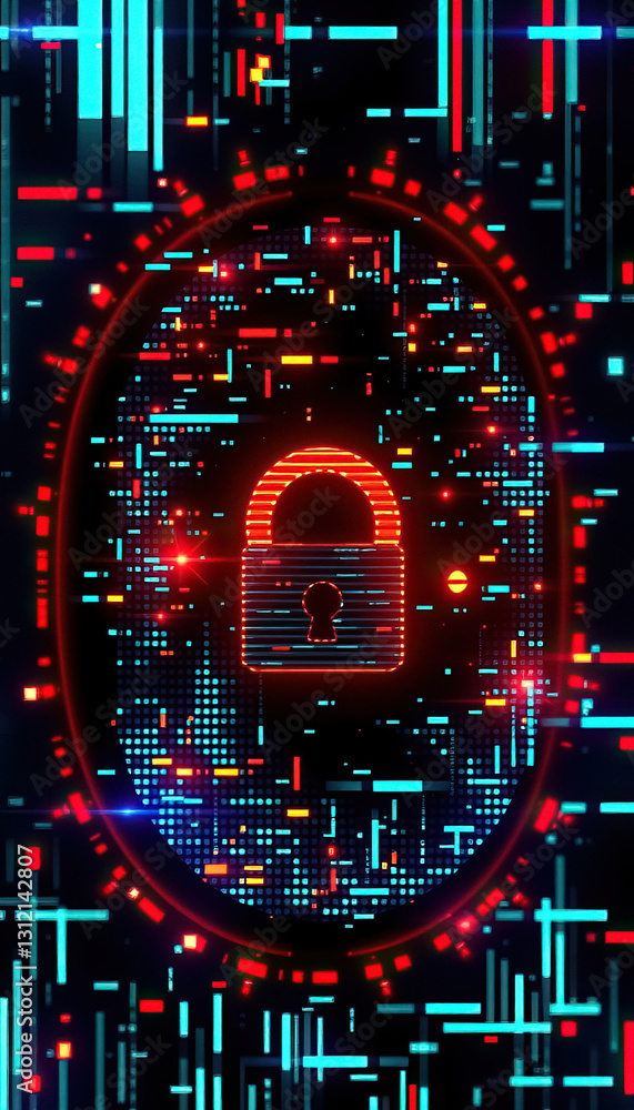 Poster Secure Digital Future vibrant of digital security connection and privacy