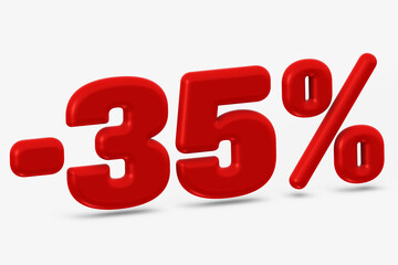 Eye-Catching three-dimensional 35 Percent Discount in Bright Red Color