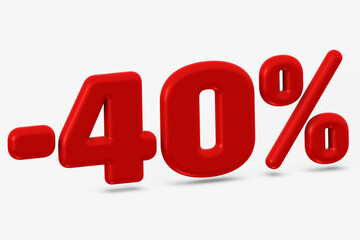 Eye-Catching three-dimensional 40 Percent Discount in Bright Red Color