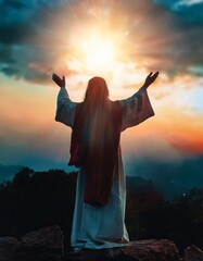 Christian faith and Jesus's concept, divine presence with holy light