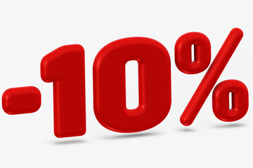 Eye-Catching three-dimensional 10 Percent Discount in Bright Red Color