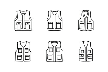 cargo vest sketch icon line art vector illustration