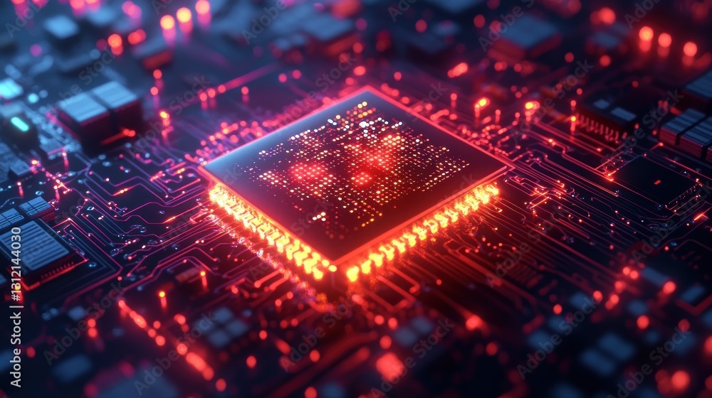 Poster high-tech cpu on circuit board