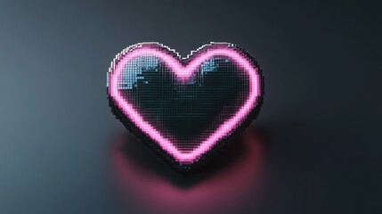Fototapeta premium Pixelated Neon Heart on Dark Background
