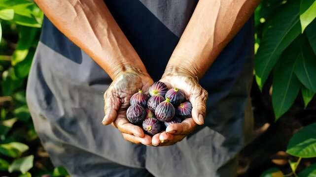 Hands Holding Freshly Harvested Figs, Embracing the Fruitful Bounty of Nature for National Fig Week.